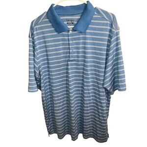Walter Hagen Hydro-Dri Blue And White Striped Golf Polo Shirt Size XL